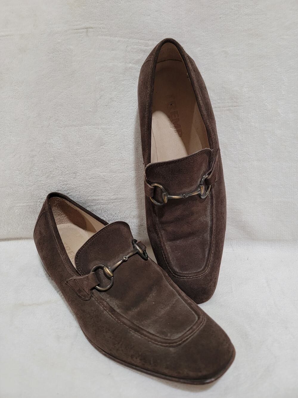 Tremp dark brown suede horsebit loafers 42